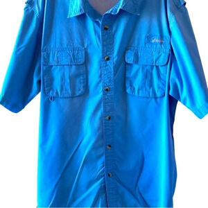 World Wide Sportsman Cotton Shirt Sleeved Breast Pockets Shirt Size XL Aqua Blue